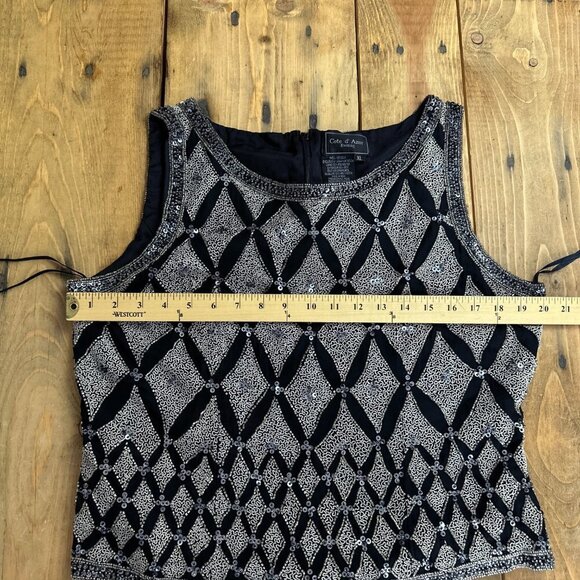 Cote D' Azur Silk Beaded Top Evening Embroidered XL Crop Formal - Picture 9 of 9